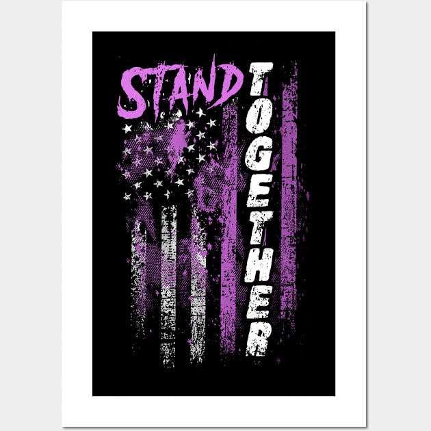 Vaginal Cancer Awareness Stand Together Flag Wall Art by KHANH HUYEN